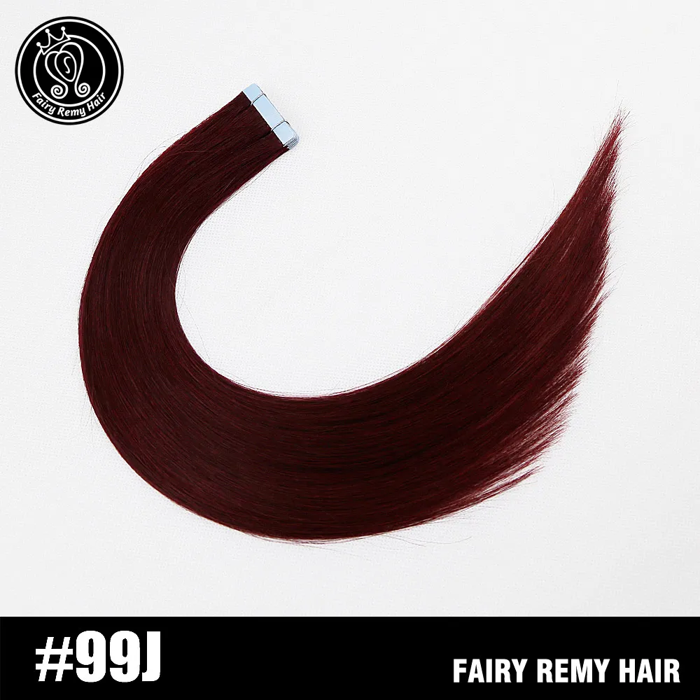 Феи remy волосы 2,0 г/шт. 1" настоящие Remy ленты в человеческие волосы для наращивания прямые Remy на силиконовый, невидимый PU Weft расширение - Цвет: # 99J