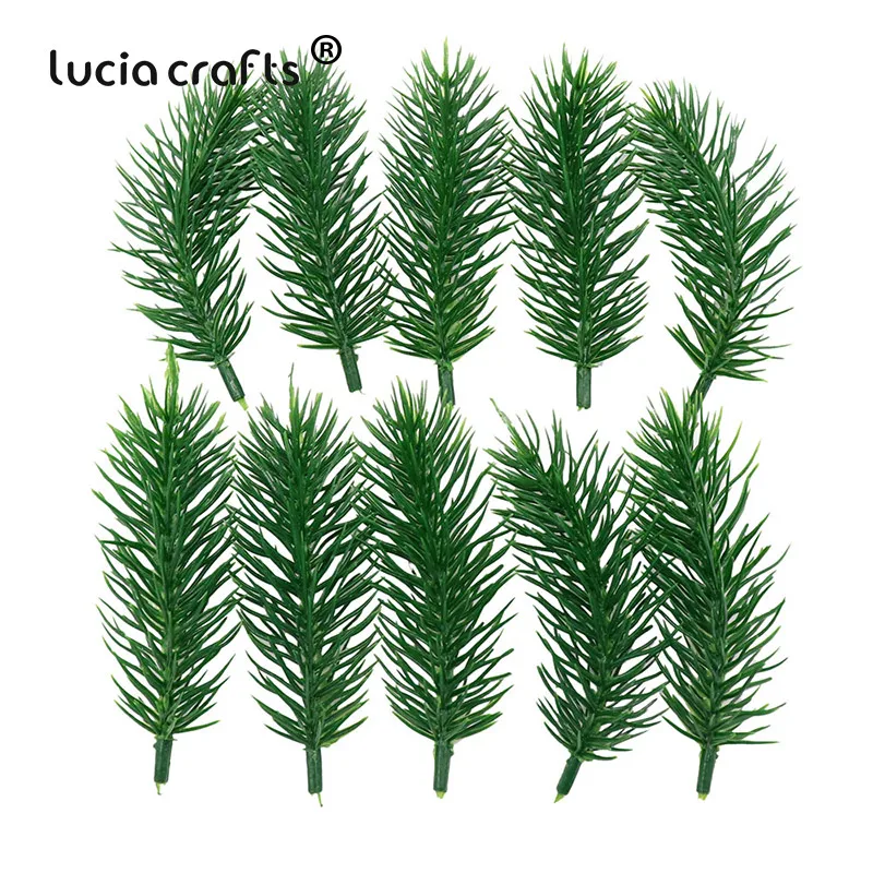 

10PCS Plastic Flowers Artificial Green Plants Pine needles Household Christmas craft Decoration Kids Gifts Bouquet A0701