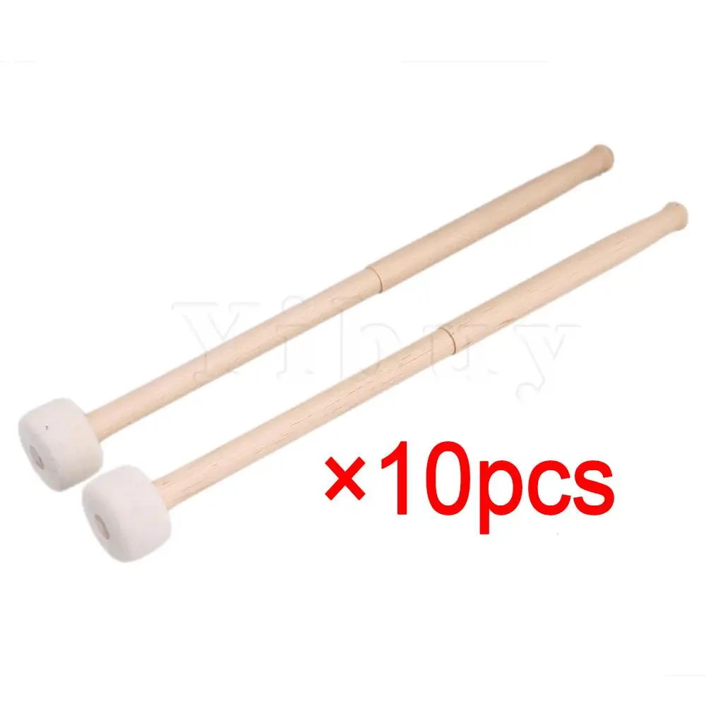 Yibuy 20Pcs Grancassa Testa Di Feltro Bacchette A Percussione Timpani Sticks