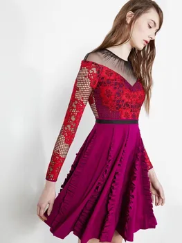 

2019 Mini Dress Celebrity Sexy Print Ruffles Hollow Out Women Full Hollow Out Night Club Body con O Neck Party Dresses Wholesale