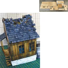Сценарное военное здание 1/35 разрушенный Европейский деревянный дом № 1 модель DIY сценарный набор деревянный дом набор