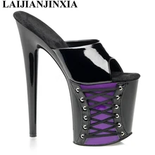 LAIJIANJINXIA/ г.; женские босоножки; Лидер продаж; Летние тонкие туфли на очень высоком каблуке 20 см; пикантная танцевальная обувь для сцены и банкета