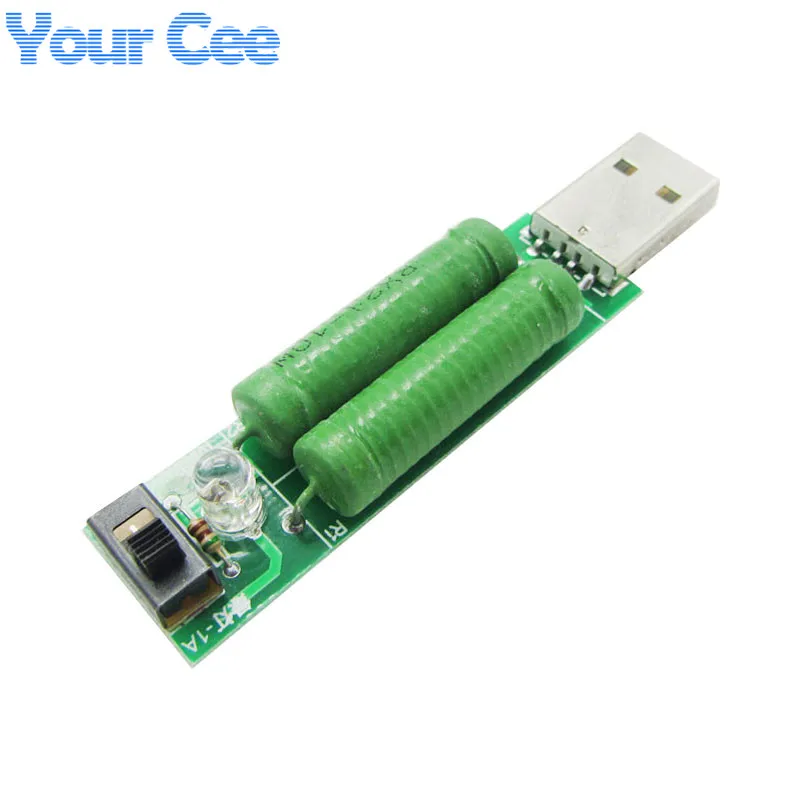 USB мини разрядный нагрузочный резистор 2A/1A с переключателем 1A зеленый светодиод 2A