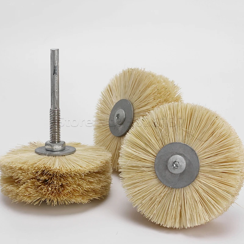  1Pcs 6mm Shank 80mm Abrasive Sisal Filament Head Wheel Brush Woodwork Durable Polish Bench Grinder 