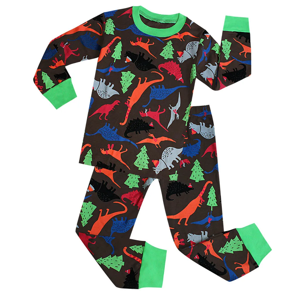 Футболка со слоном радужные пижамы детские автомобили Sleewear детская Ночная одежда с динозавром хлопковые пижамы, комплекты с длинным рукавом, пижама, нарядное платье - Цвет: H05