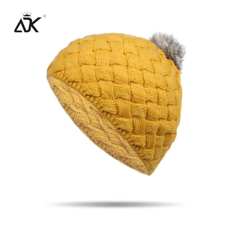 

Winter Beanies For Children Soft And Warm Solid Knitted Hat With Pompom Cotton Skullies Beanies With Twist Pattern