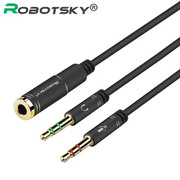 

3.5mm Jack Microphone Headset Audio Splitter Cable Female to 2 Male Headphone Mic Aux Extension Cables For phone Computer Cabo