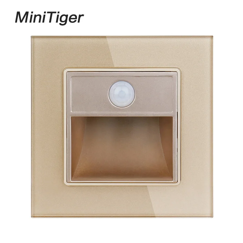 Minitiger Новое прибытие крыльцо/коридор/угол/лестничная лампа Настенный подножки переключатель человеческого тела датчик лампы кристалл стеклянная панель - Цвет: Gold