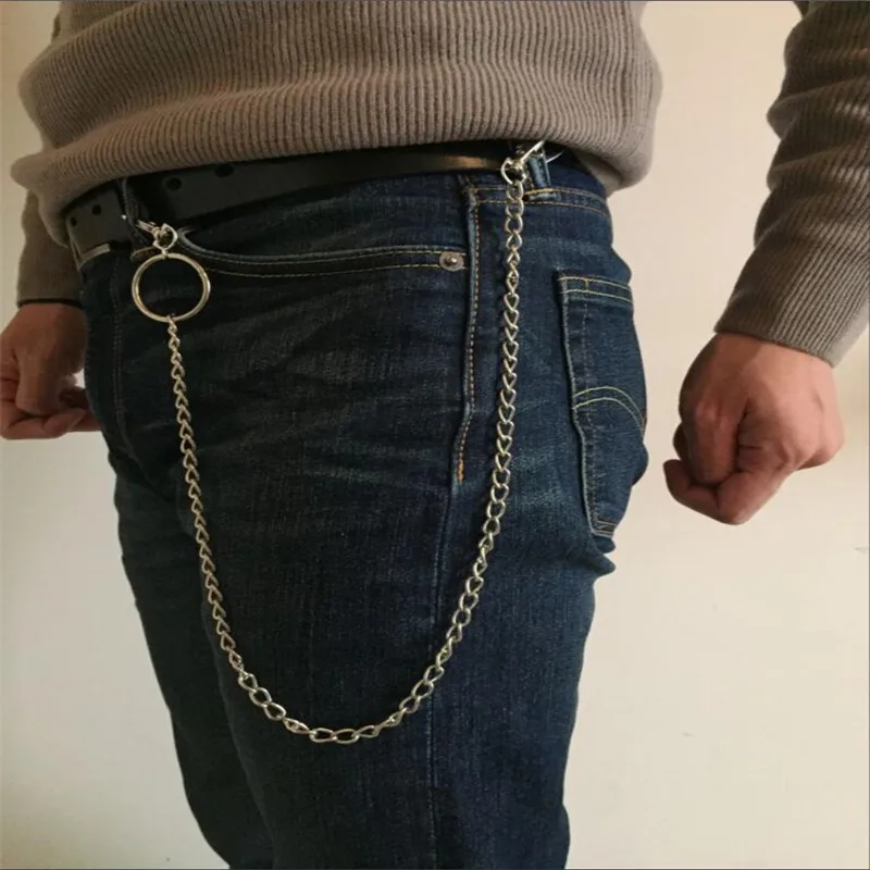 64 см длинный металлический кошелек, цепочка на пояс, панк-рок брюки, брюки-хипстер, джинсовый брелок, серебряное кольцо, клипса, мужской хип-хоп брелок