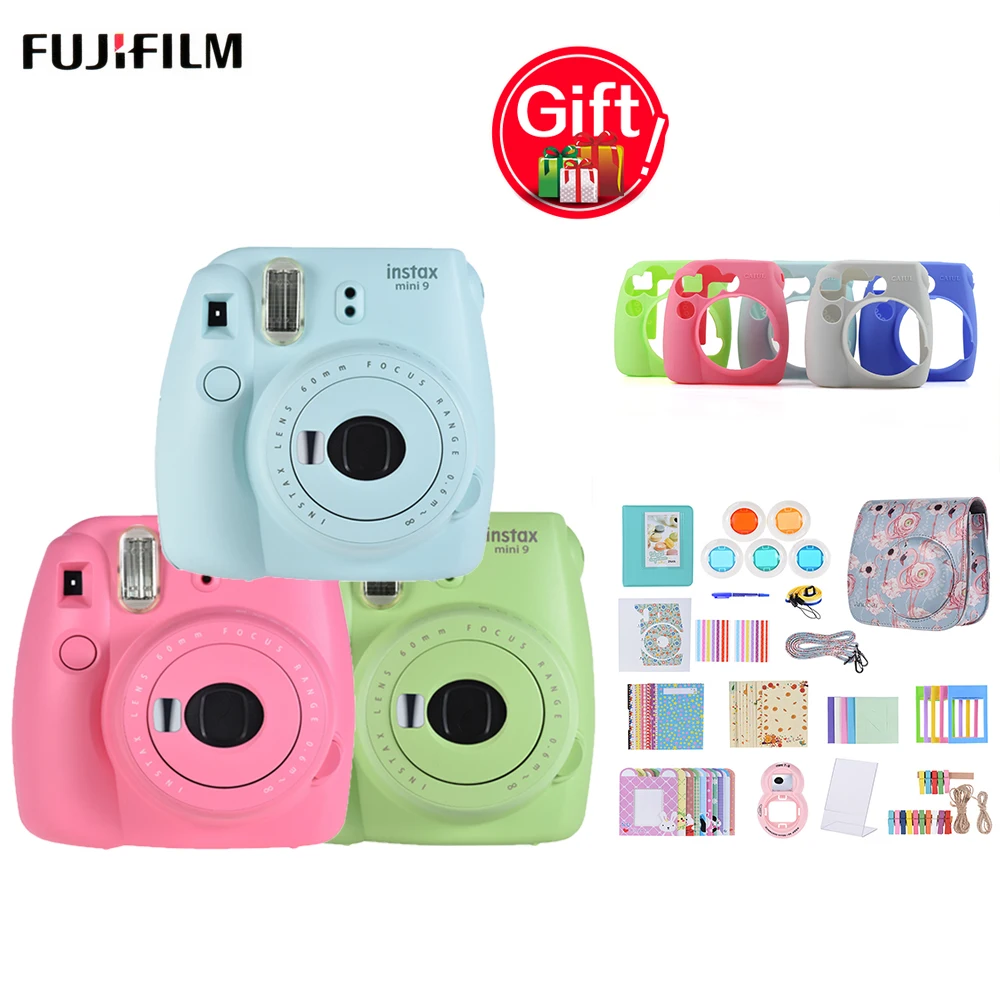 Fujifilm Instax Mini 9 Instax камера+ 14 в 1 комплект аксессуаров для Fujifilm Instax Mini 9/8/8+/8s+ силиконовый мини 9 чехол для камеры