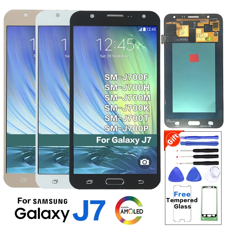 

Super Amoled LCD For Samsung Galaxy J7 2015 J700F J700H J700M LCD Display Touch Screen Assembly Replacement J7 LCD 100% Tested