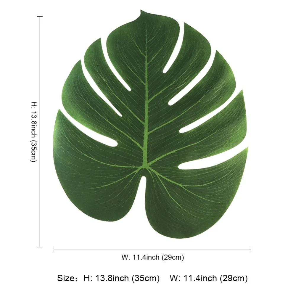 OurWarm 12 шт. 35x29 см пальмовый лист, столовые приборы, искусственные листья, столовые приборы для декорации стола, аксессуары для стола, Гавайские вечерние принадлежности