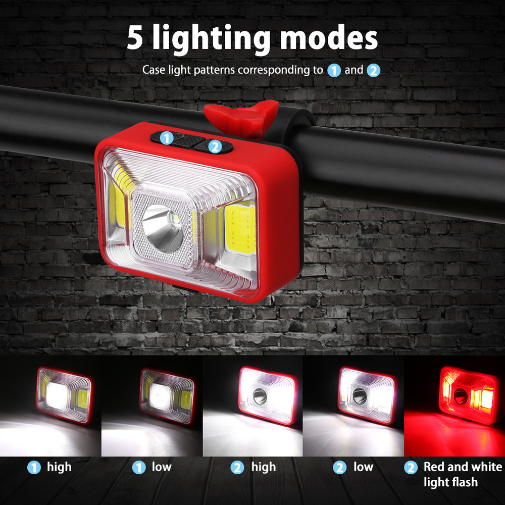 Excellent Waterproof 200Lumens Front Bike Lamp LED Warning Front Light Bicycle Light USB Rechargeable Lamp Bike Hiking Camping Headband 1