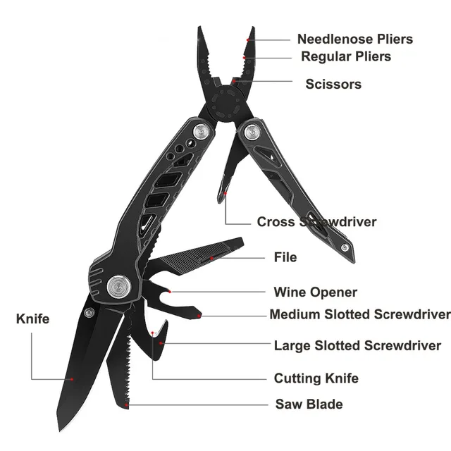 Swiss Multi Tool With Belt Holder. Large Yet Slim, Ergonomic to Carry & Hard Wearing, Essentials Include, Pliers, Screwdrivers, Wire Cutters, Tin & Bottle Opener