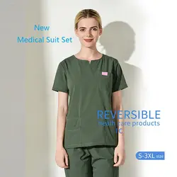 Больницы Красота стоматологическая клиника скраб набор Для женщин человек, доктор медицинских Костюмы короткий рукав униформа медсестры