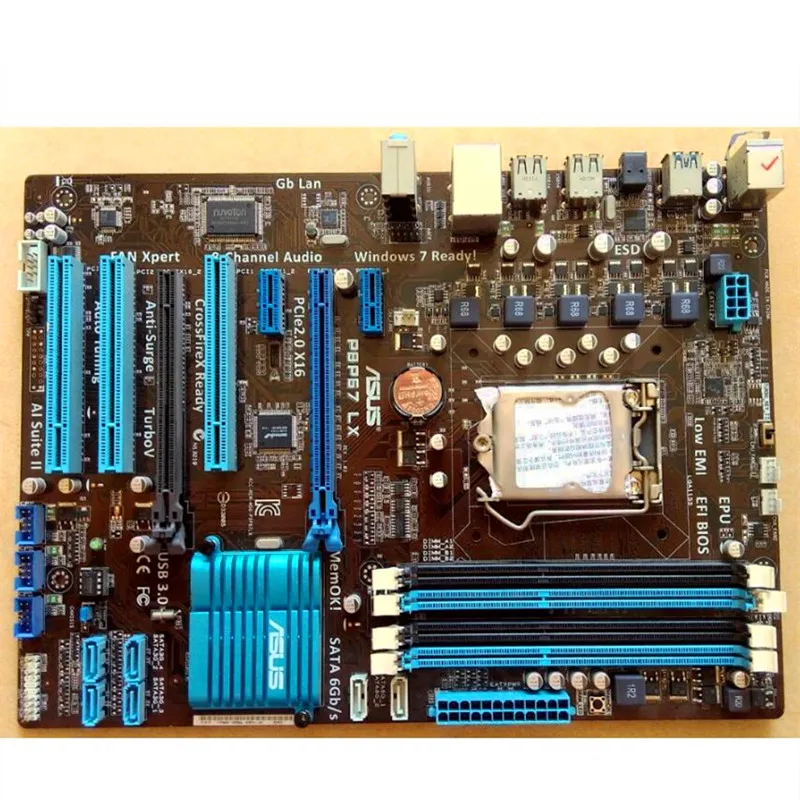 LGA1155 для ASUS P8P67 LX оригинальная б/у настольная P67 1155 Материнская плата DDR3 USB3.0 SATA3 |