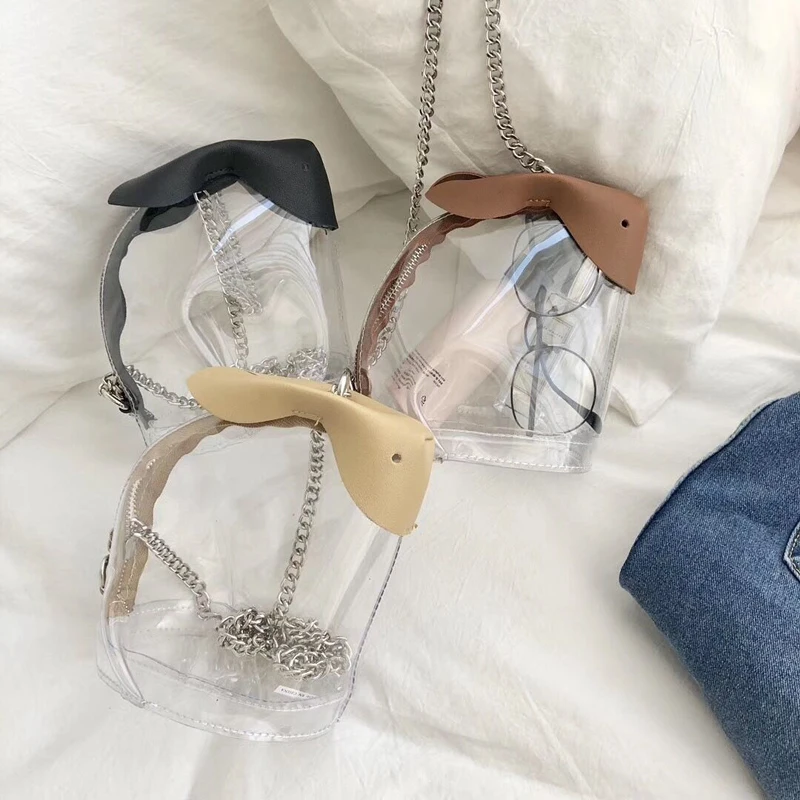 

2019New Summer Women PVC Rabbit Shoulder bag Transparent Beach Bag Small Crossbody Bag For Lady Fashion Mini Phone bag Wholesale