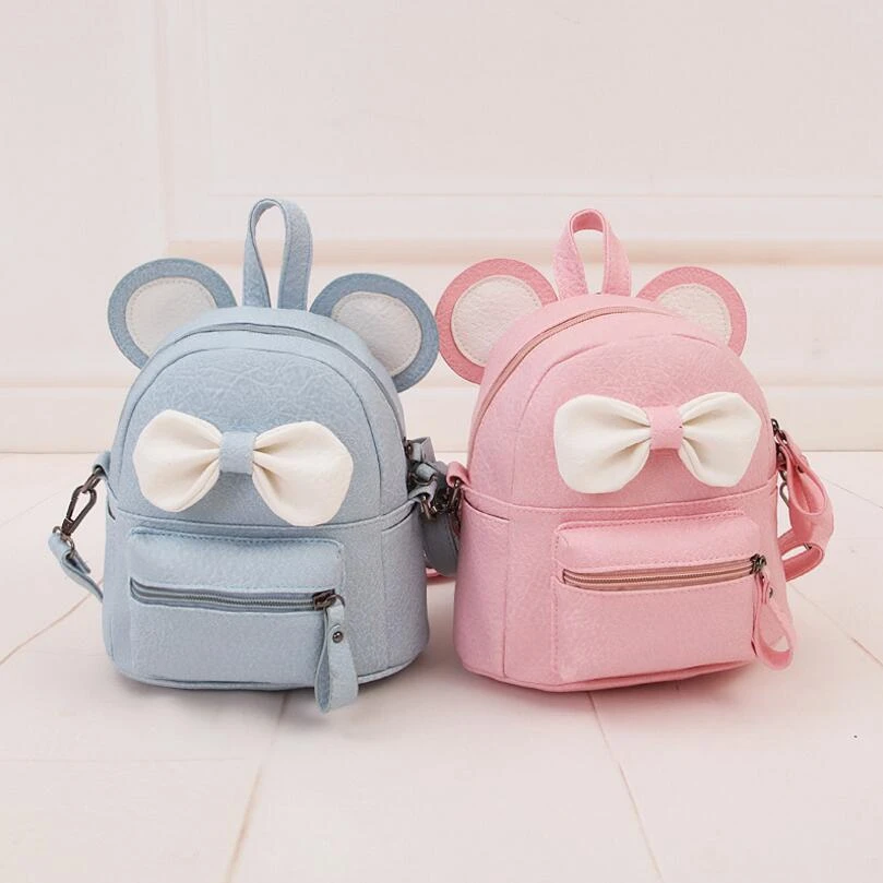 Mochila para 2018, nueva mochila de piel sintética de calidad para mujer, mochila de con orejas de Mickey, lazo para chica|Mochilas| -