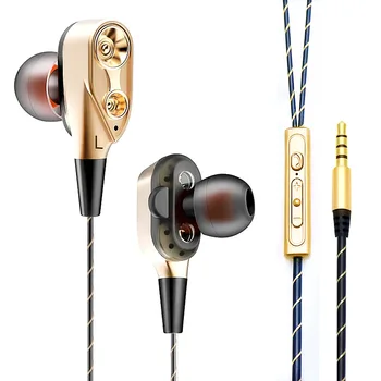 

Double moving earphones in-ear type Heavy bass cable control S100 with wheat HIFI mobile phone headset