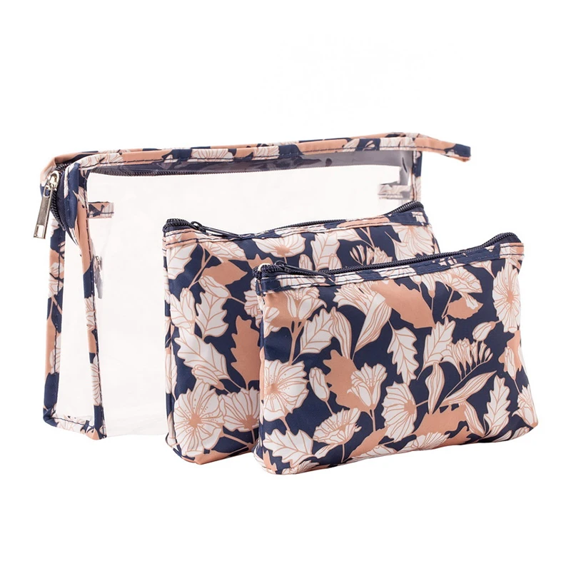 3 قطعة/المجموعة المرأة PVC حقيبة مستحضرات تجميل شفافة فلامنغو ماكياج الحقيبة فتاة فرشاة مقلمة أدوات الزينة المنظم إكسسوارات السفر