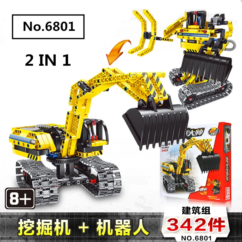

341pcs Diy Building Blocks 2 In 1 Technic City Excavator Robot Model Compatible with L Brand Toys for Children Kids Gift