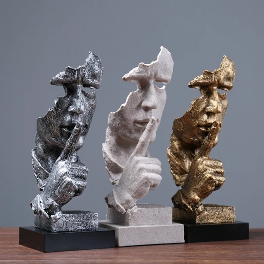 

Resin Abstract Craft Figurines Decorative Sculptures Human Model Face With Hand Home Decor Casted Figure home decorations