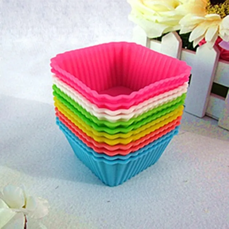 12PCS/SET Square Silicon Cake Baking Molds Jelly Mold Silicon Cupcake