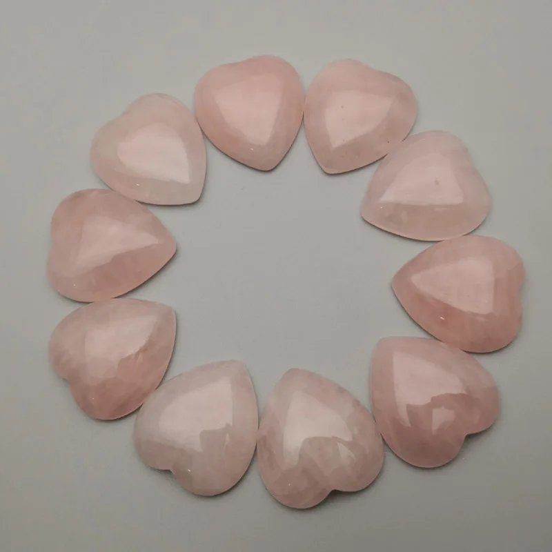 

Fashion Quartz Rose 23x25MM 12PC Natural Stone heart Bead cabochon for jewelry making no hole Ring Earring Accessories wholesale