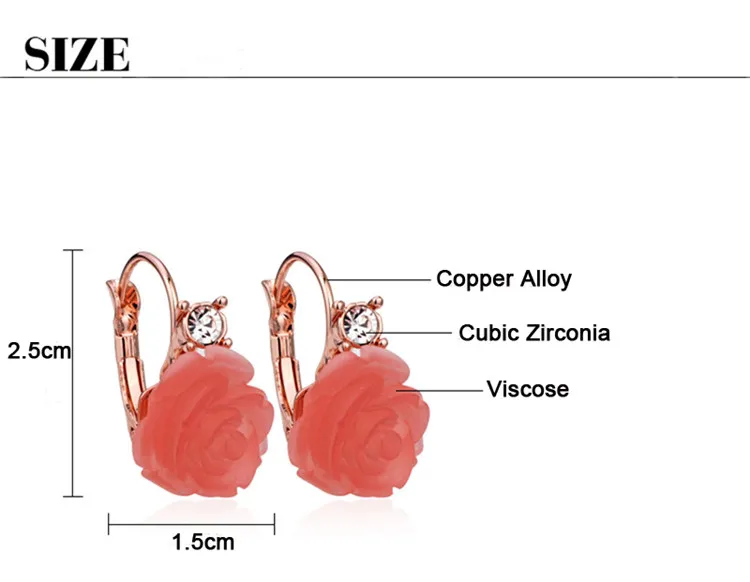 MOONROCY, Прямая поставка, модные серьги, ювелирное изделие, розовое золото, цвет кристалл, розовая роза, цветок, вискоза, серьги для женщин, подарок