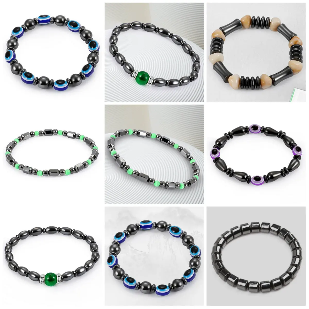 Colorful Bracelet Hematite Magnetic Weight Loss Slimming Bangles Black Gallstone Acupoint Massage Health Care Accessories