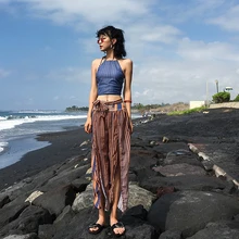 Для девочек-подростков Kawaii купальник ретро купальники женские три части Для женщин Танкини комплект Высокая Талия Тонкий полосатый купальник пляжная