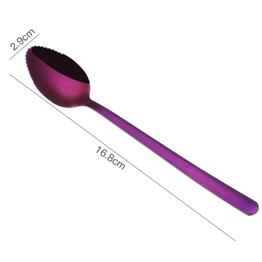 7 цветов ложка из нержавеющей стали с длинной ручкой ложка для мороженого Ложка для чая и кофе домашние кухонные столовые ложки Размер 16,8 см - Цвет: Фиолетовый