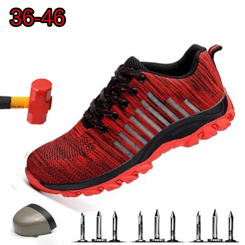 

Safety Shoes breathable Casual Light Labor Insurance Shoes Steel Toe Cap Vulcanization Wear-resistant Anti-slip Work Chuteira 46