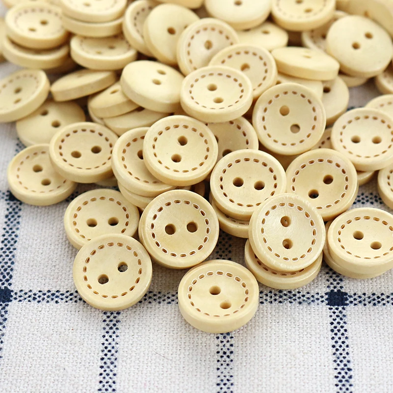 

Natural Color Round Wood Button 50pcs 2-Holes For Handmade Sewing Craft DIY Clothes Dolls Crafts Garment Accessories