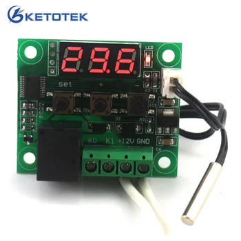 

DC 12V Digital heat cool temp thermostat switch temperature controller Miniature temperature control switch panel