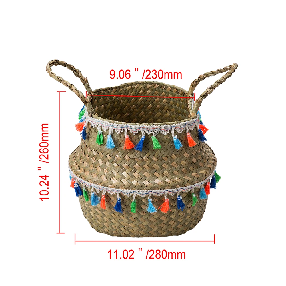 Ротанг цветочный горшок ваза соломенная корзина цветочный горшок Складные Игрушки Прачечная кисточкой корзины для хранения украшения дома Органайзер - Цвет: 28x26cm-style 4