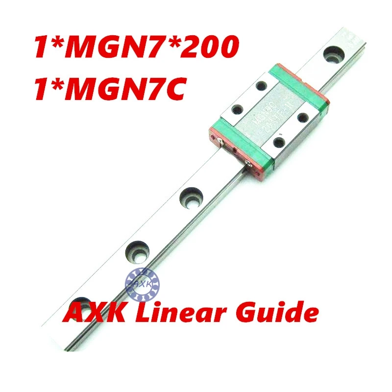 Press The Block to Slide CNC Part MR7 7mm Linear Rail Guide MGN7 Length 200mm with Mini MGN7C Linear Block Carriage Miniature Linear Motion Guide Way 