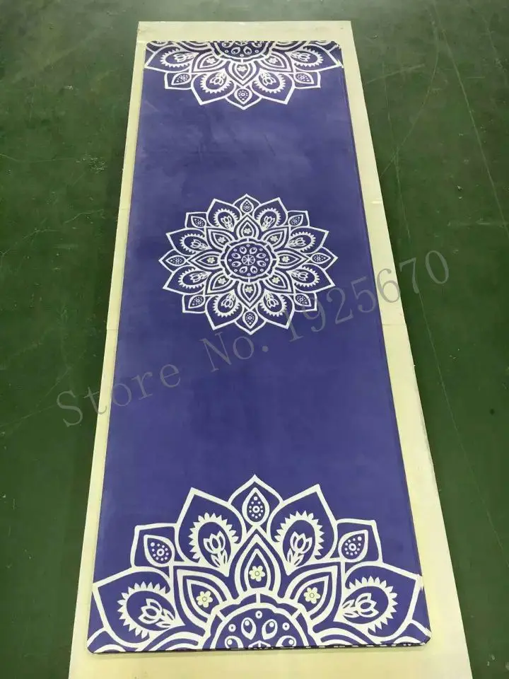 

White lotus pattern suede skin Natural Rubber eco-friendly slip-resistant Hot Yoga best yoga mat Fitness rubber mat