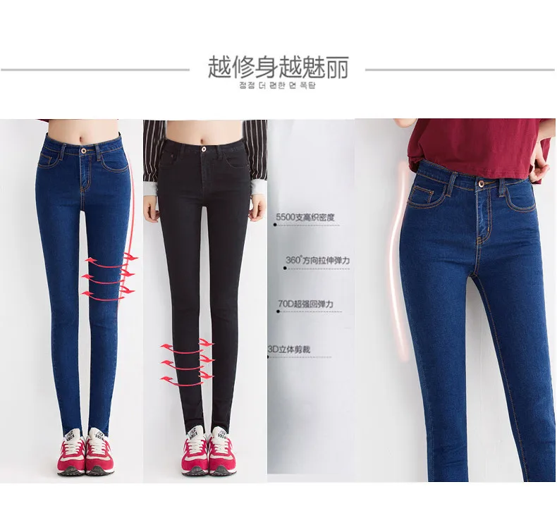 Деним, джинсы для женщин, модный старинный карандаш, повседневные джинсы стрейч, обтягивающие джинсы с высокой талией, женские брюки, размер 26-32, синий