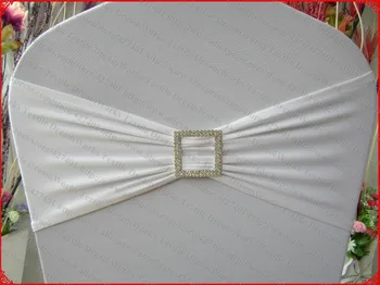 

White Single Layer Spandex/Lycra/Expand Band/Covers With Square Diamond Buckle&Pin For Wedding Party Banquet Decorations