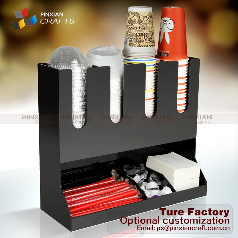 red coffee cup dispenser condiment caddy lid holder perspex cup