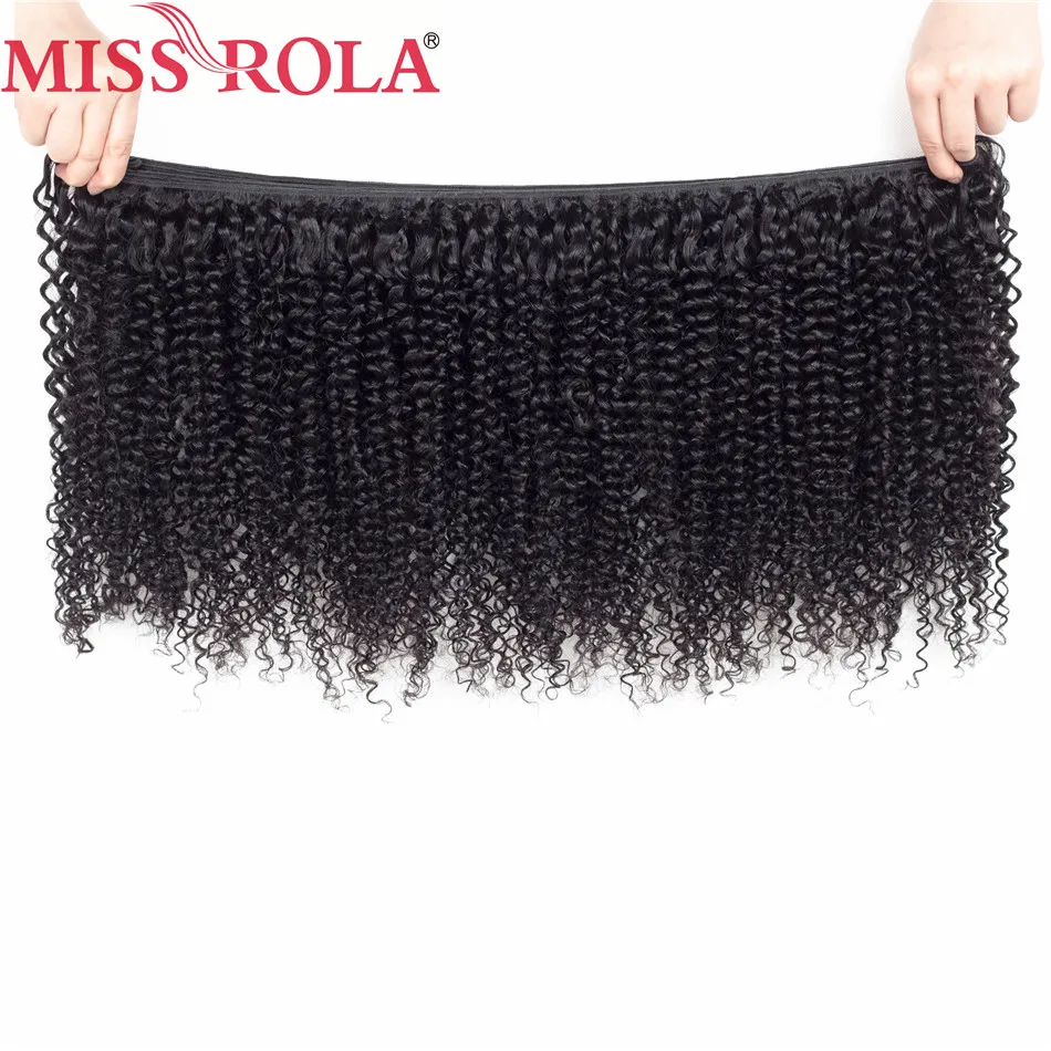 Miss Rola Hair Brazilian Hair Weave 100% Human Hair Kinky Curly 3 Bundles With Closure Non Remy Hair Extensions Natural Color