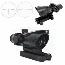 Охотничий Прицел ACOG 4X32 оптика из настоящего волокна красный зеленый с подсветкой шеврон стекло травленая сетка тактический оптический прицел