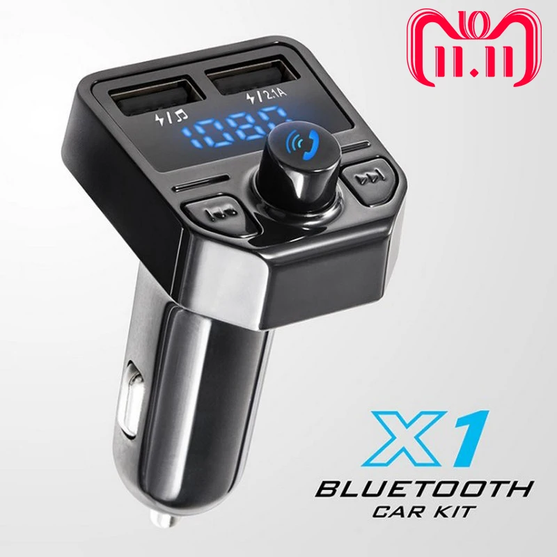 Dual USB Car Charger Voltmeter Bluetooth FM Transmitter Car Kit MP3 Player TF USB Disk Digital Volt Meter Fast Phone Charger