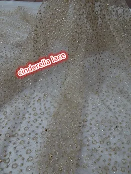 

High quality glitter Mesh African Tulle lace fabric JIANXI.C-32259 New Design French Mesh Lace with glued glitter