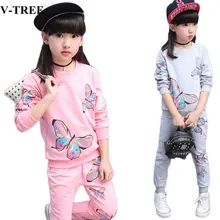 Коллекция года, весенне-осенний комплект одежды для девочек, спортивные костюмы для девочек-подростков, спортивные костюмы, свитер с длинными рукавами+ штаны, комплекты одежды для детей возрастом 8, 10, 12 лет