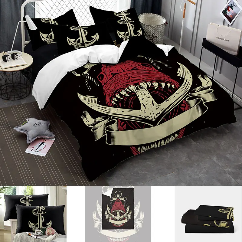 4pcs Nordic Style Bedding Set 3d Skull Pirate Bedding Setsfull