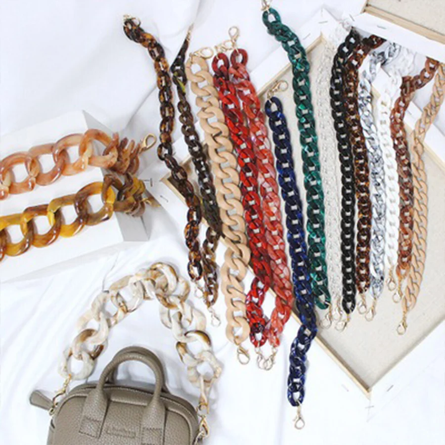 

36cm Amber Acrylic Bag Strap Women DIY Leopard Print Thick Resin Fashion handle Bag Part Accessories Short Chain Shoulder Strap