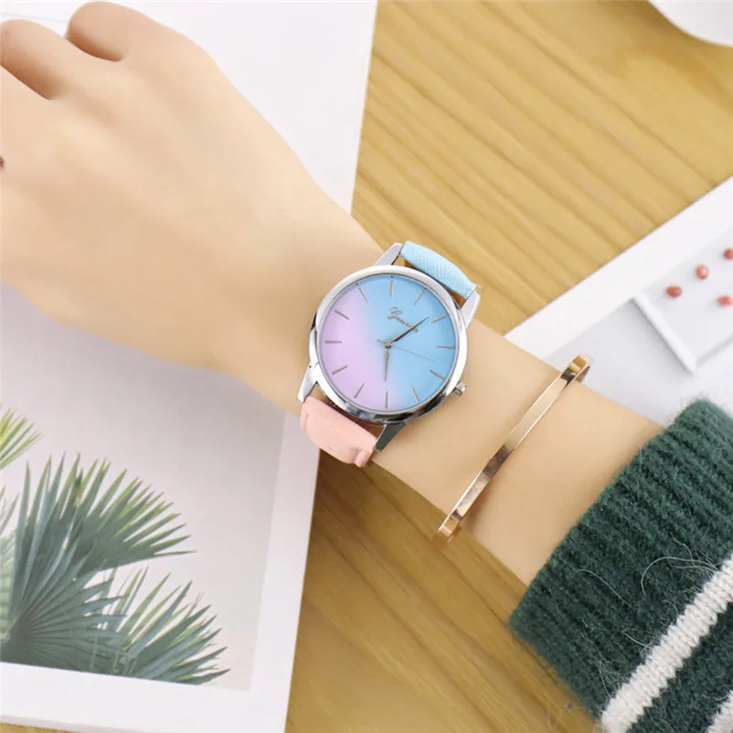 2018 Newly Design Watch Women Girl casual watches dress Beautiful Fashion Simple Watch Leather band Watch Reloj mujer J06#N (9)