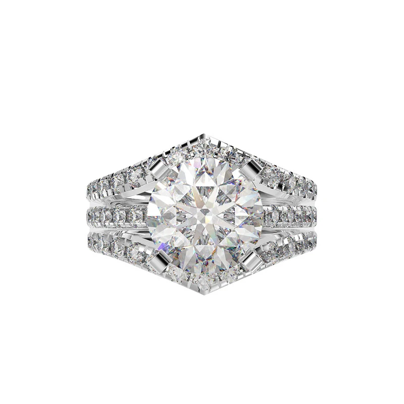 Высокое качество S925 серебряные блестящие синтетические бриллианты кольца комплект 3 шт./компл. сверкающие AAAAA+ CZ помолвка Свадебная вечеринка ювелирные изделия из жемчуга для женщин кольцо на возраст от 5 до 12 лет